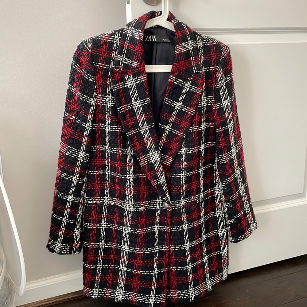 ZARA size S double breasted textured jacket